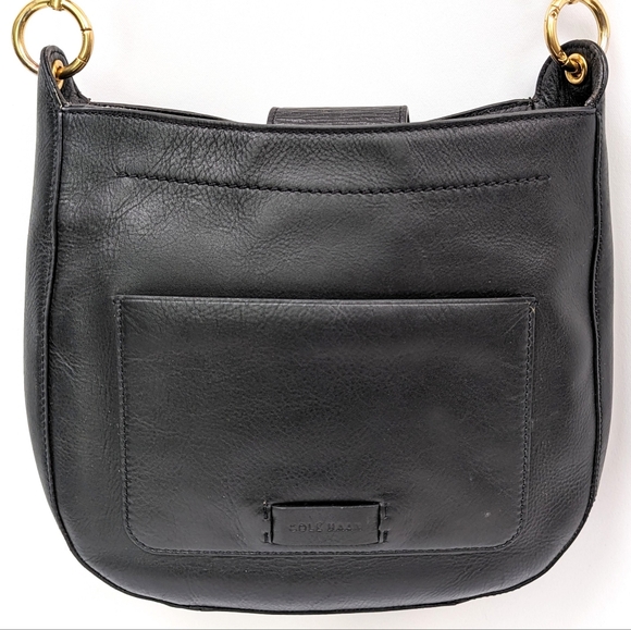 Cole Haan Zoe Crossbody Purse Black Leather Goldtone Hardware Adjustable Strap - Picture 5 of 16